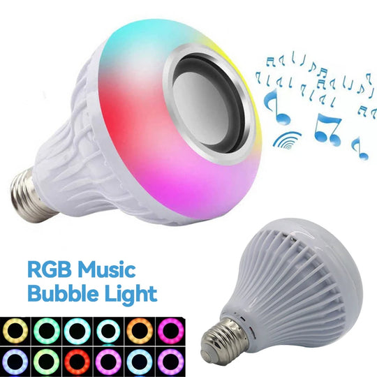 Bluetooth Speaker Bulb Smart LED RGB + Remote Control Wireless   Music Multi Color Dimmable Light  12W