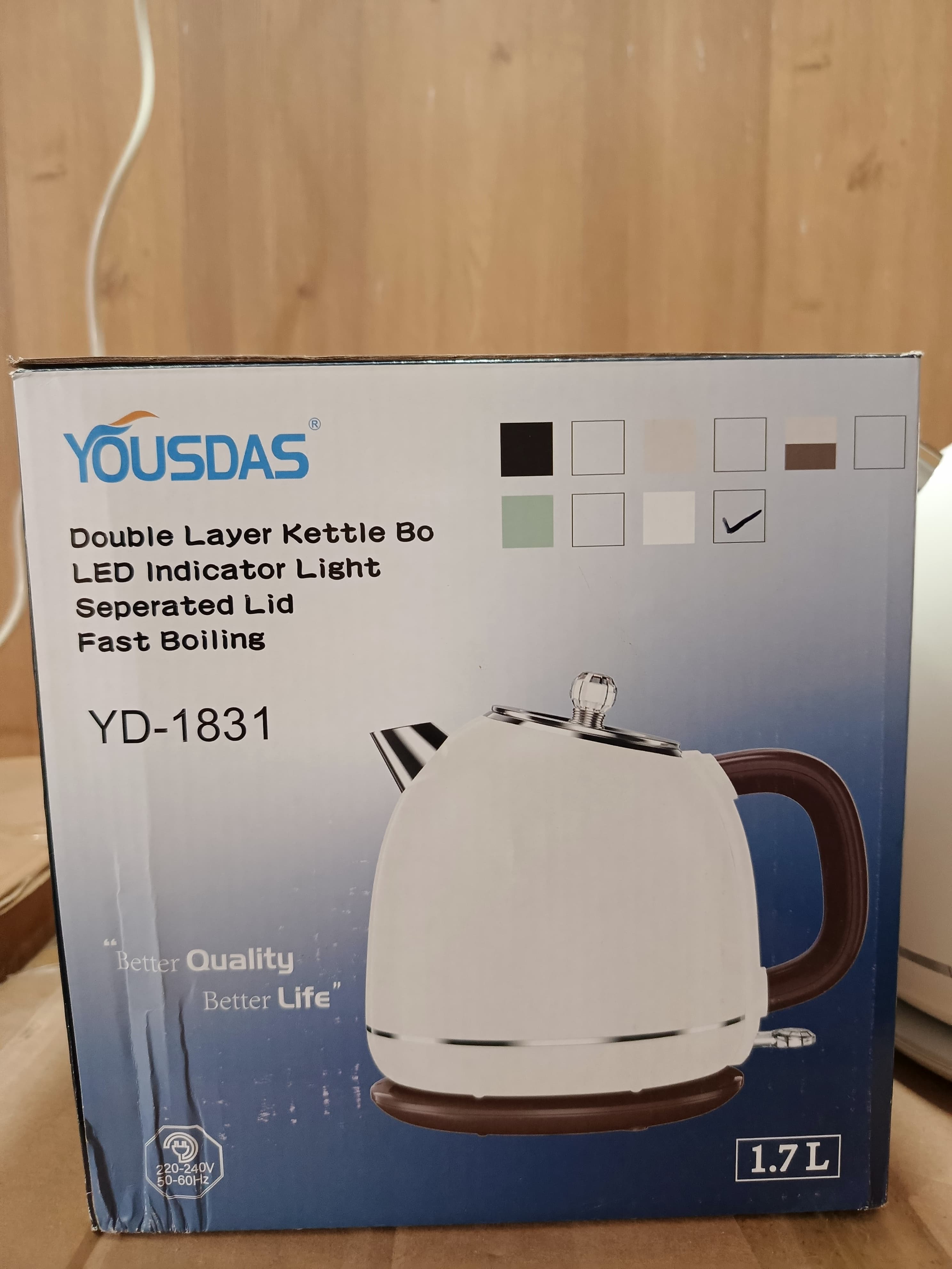 YOUSDAS Cool in Touch Electric Kettle 1.7 Ltr