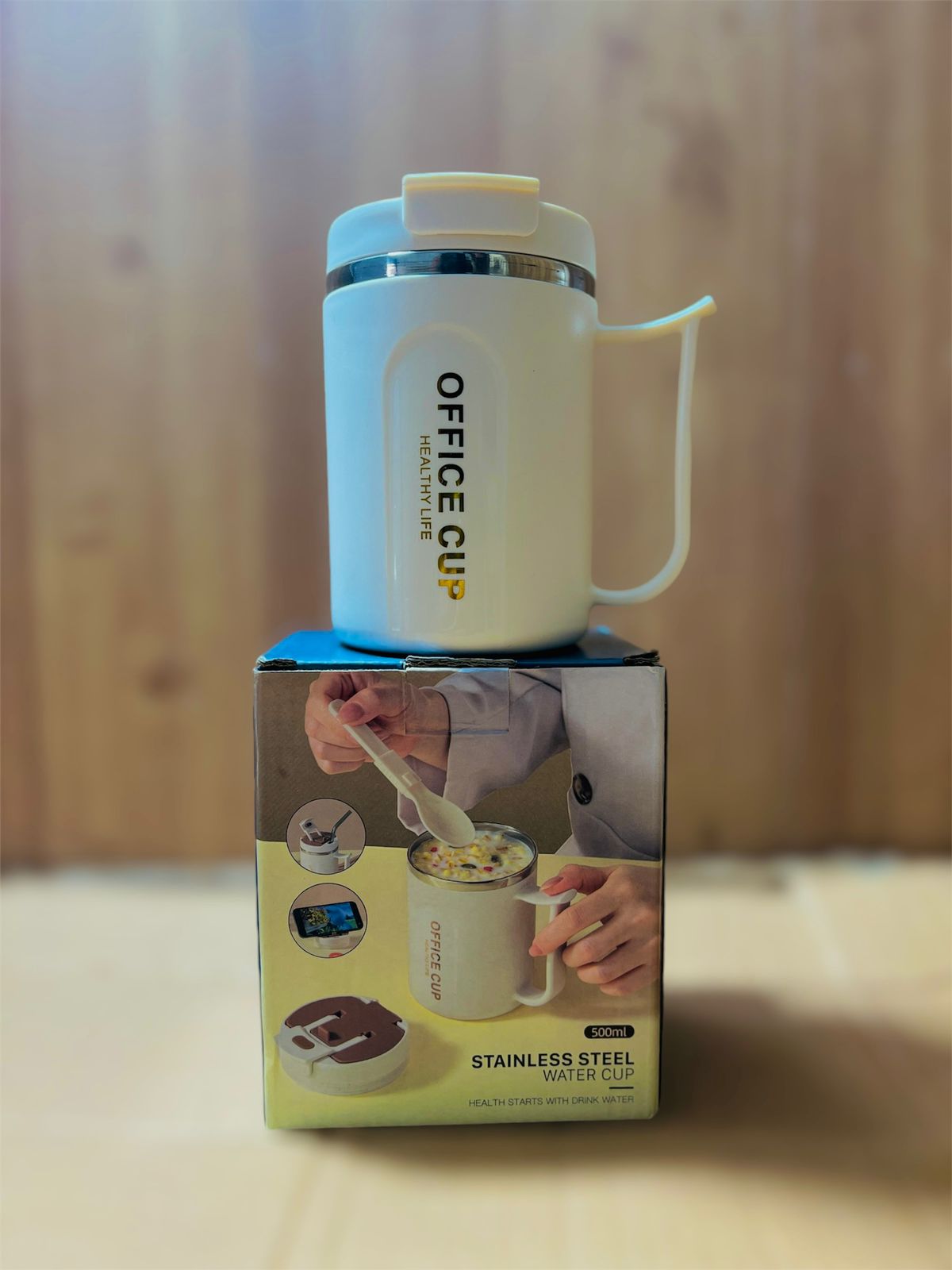 Insulated Coffee Mug With Handle & Spoon 500ML