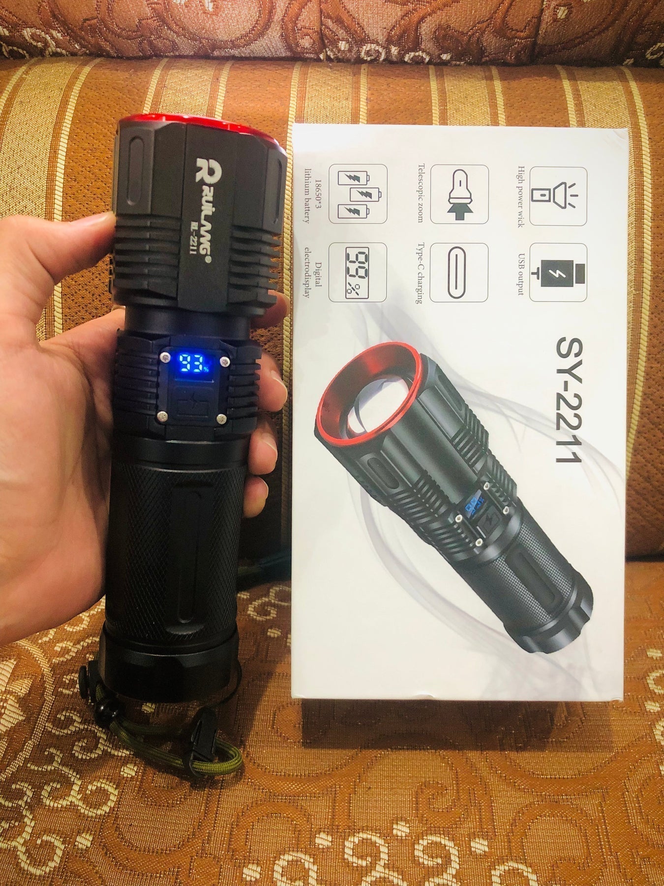 3-KM Range/SY-2211 Hand Torch light LED - Battery Power Bank, POWERFULL TORCH/allow to open