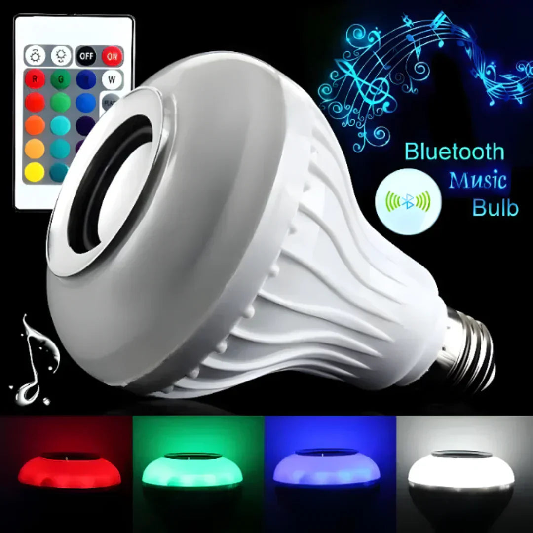 Bluetooth Speaker Bulb Smart LED RGB + Remote Control Wireless   Music Multi Color Dimmable Light  12W