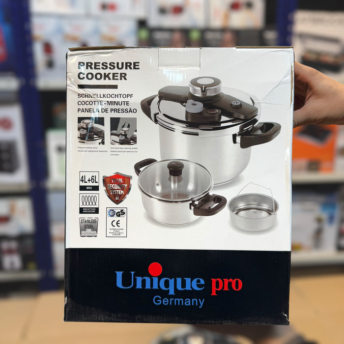 German Lot Imported Unique Pro 4+6L Pressure Cooker