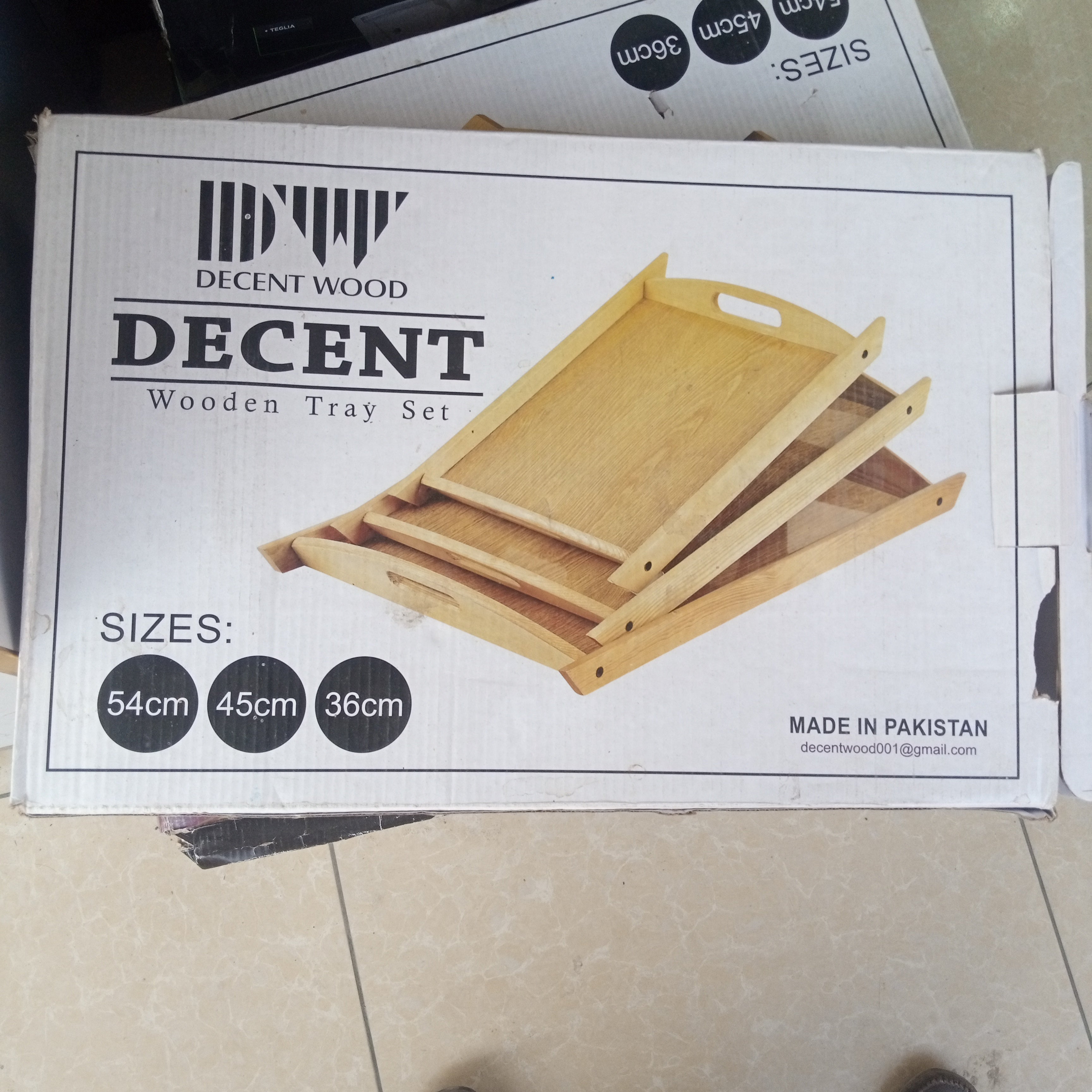 Set of 3 Wooden Trays (54cm, 45cm, 36cm)